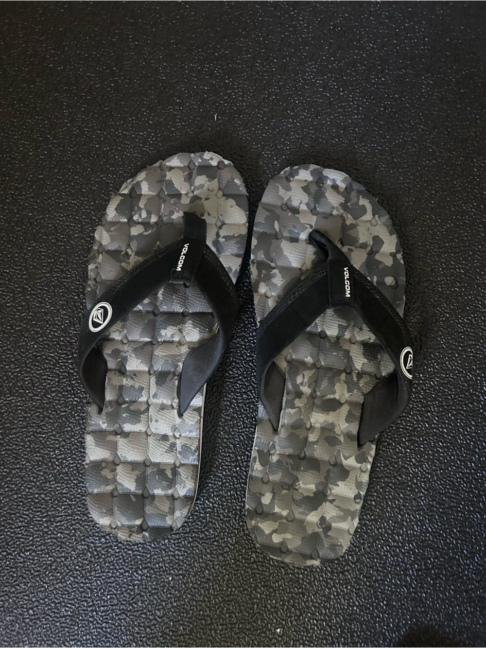 Volcom Men’s Black and Gray Camo Flip Flops